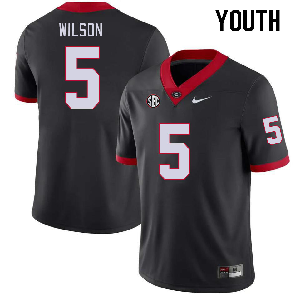 Youth #5 Raylen Wilson Georgia Bulldogs College Football Jerseys Stitched-Black - Click Image to Close